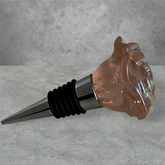 Iridescent Pink Rose Shaped Wine Bottle Stopper - Picture 3 of 7
